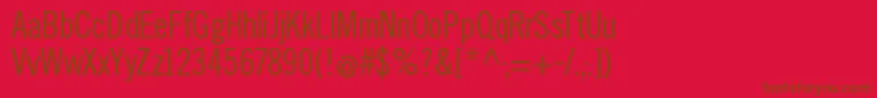 Slimsansserif-Schriftart – Braune Schriften auf rotem Hintergrund