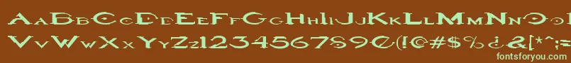 フォントHalo3 – 緑色の文字が茶色の背景にあります。