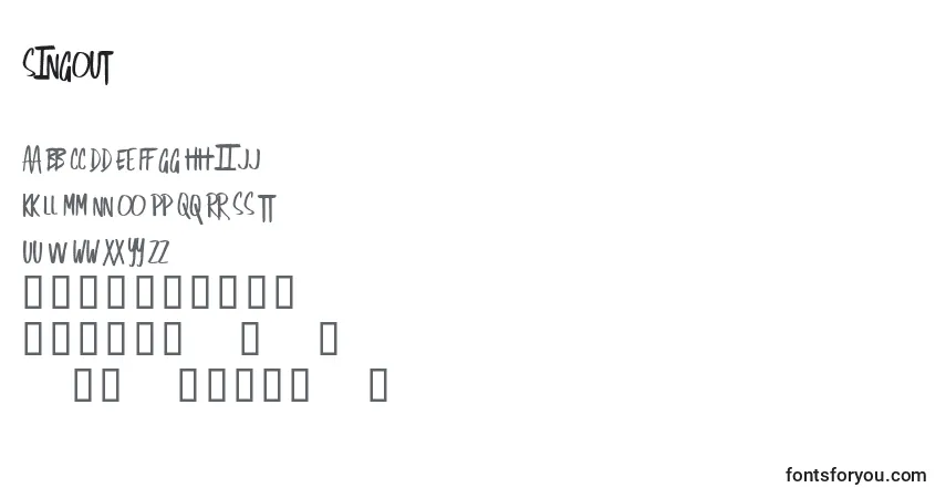 Schriftart SingOut – Alphabet, Zahlen, spezielle Symbole