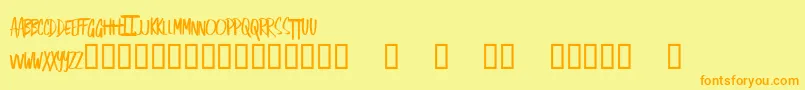 フォントSingOut – オレンジの文字が黄色の背景にあります。