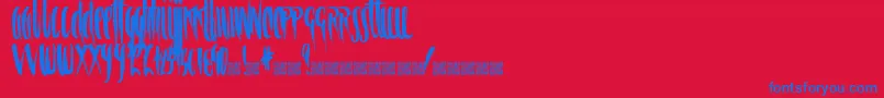 Spiral Font – Blue Fonts on Red Background