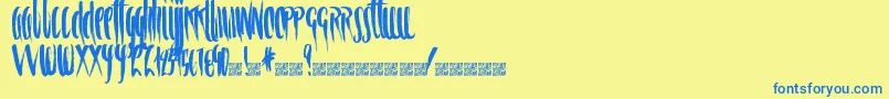 Spiral Font – Blue Fonts on Yellow Background