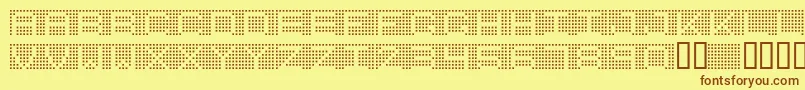 フォント7inchRegular – 茶色の文字が黄色の背景にあります。