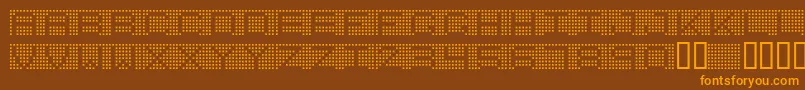 7inchRegular-Schriftart – Orangefarbene Schriften auf braunem Hintergrund