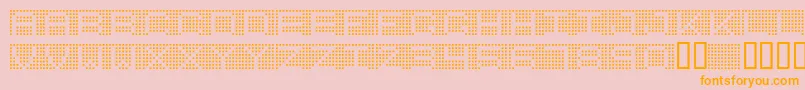 フォント7inchRegular – オレンジの文字がピンクの背景にあります。