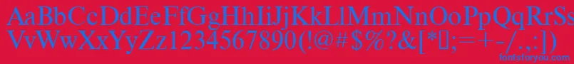 Times.Kz Font – Blue Fonts on Red Background