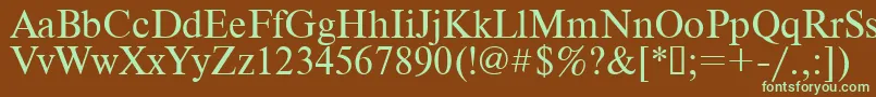 フォントTimes.Kz – 緑色の文字が茶色の背景にあります。