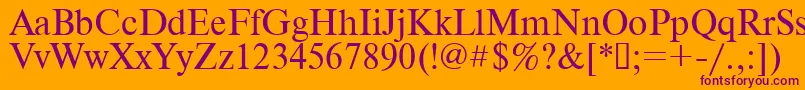 Times.Kz-fontti – violetit fontit oranssilla taustalla