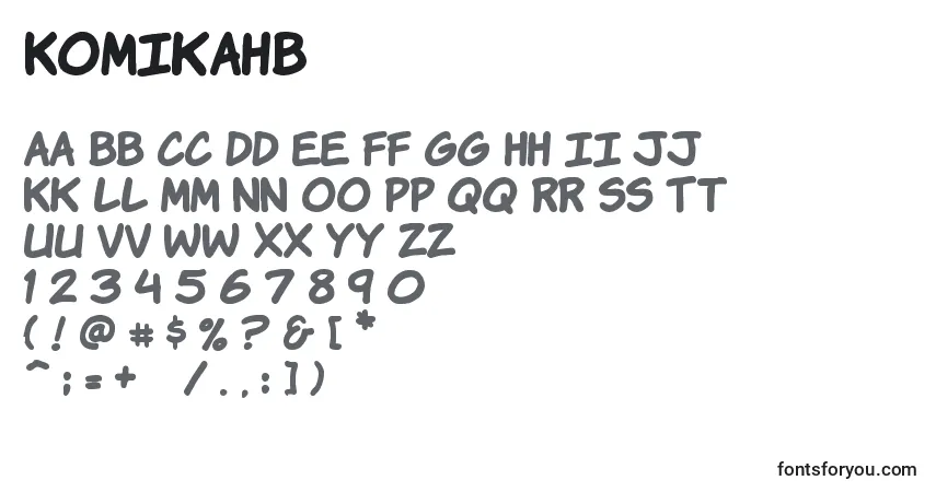 Czcionka Komikahb – alfabet, cyfry, specjalne znaki