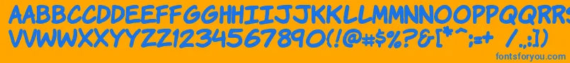 Komikahb Font – Blue Fonts on Orange Background