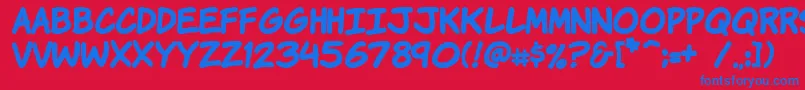 Komikahb Font – Blue Fonts on Red Background