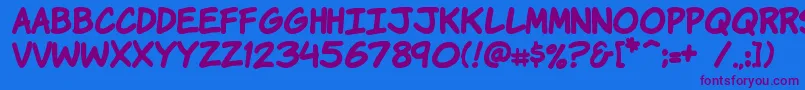 Komikahb-Schriftart – Violette Schriften auf blauem Hintergrund