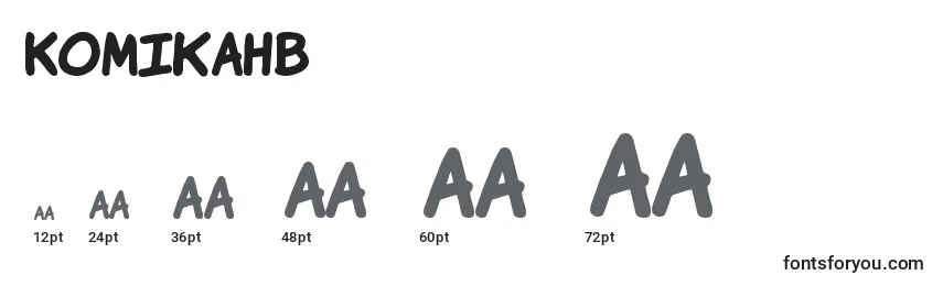 Размеры шрифта Komikahb