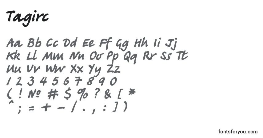 Czcionka Tagirc – alfabet, cyfry, specjalne znaki