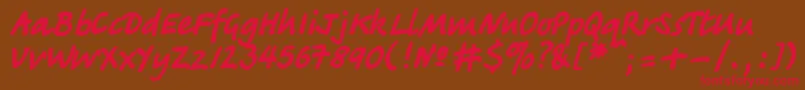 Tagirc-Schriftart – Rote Schriften auf braunem Hintergrund