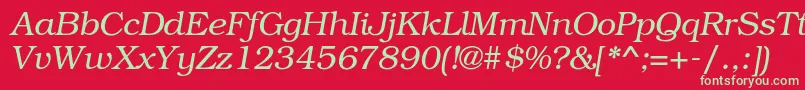 BookmancItalic Font – Green Fonts on Red Background