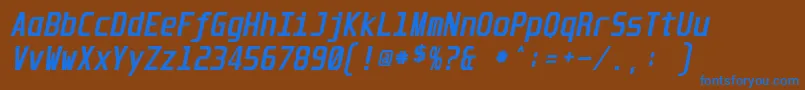 UnispaceBoldItalic Font – Blue Fonts on Brown Background
