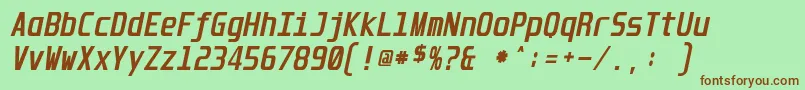 Police UnispaceBoldItalic – polices brunes sur fond vert