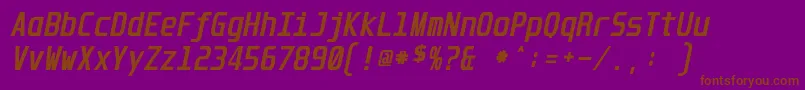 UnispaceBoldItalic-Schriftart – Braune Schriften auf violettem Hintergrund