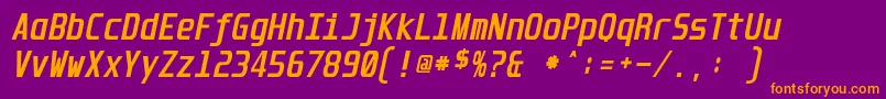 Police UnispaceBoldItalic – polices orange sur fond violet