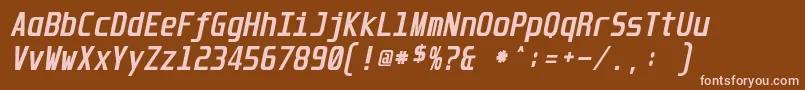 UnispaceBoldItalic-Schriftart – Rosa Schriften auf braunem Hintergrund