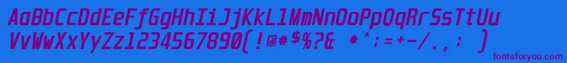 UnispaceBoldItalic Font – Purple Fonts on Blue Background