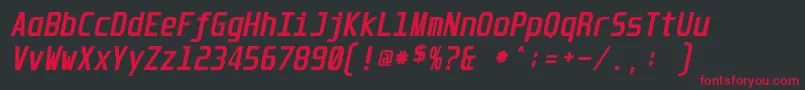 UnispaceBoldItalic Font – Red Fonts on Black Background