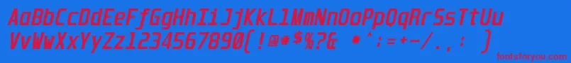 フォントUnispaceBoldItalic – 赤い文字の青い背景