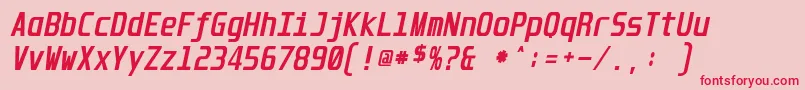 UnispaceBoldItalic Font – Red Fonts on Pink Background