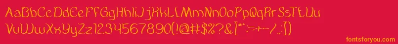 フォントAmazingSymphony – 赤い背景にオレンジの文字