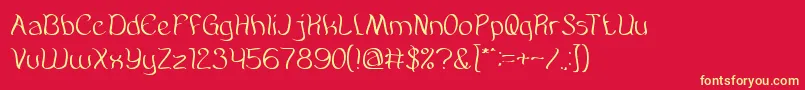AmazingSymphony-fontti – keltaiset fontit punaisella taustalla