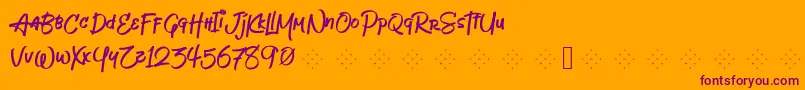 Jeboyfree-Schriftart – Violette Schriften auf orangefarbenem Hintergrund