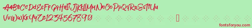 Jeboyfree Font – Red Fonts on Green Background