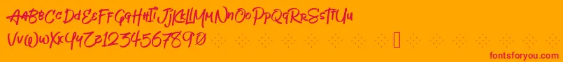 Weitere Informationen zur Jeboyfree-Schriftart Jeboyfree-Schriftart – Rote Schriften auf orangefarbenem Hintergrund