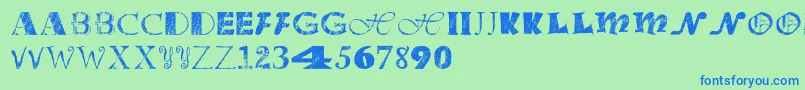 Officejunk Font – Blue Fonts on Green Background