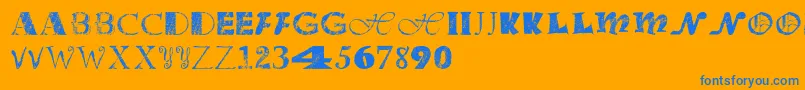 Officejunk Font – Blue Fonts on Orange Background