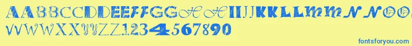 Officejunk Font – Blue Fonts on Yellow Background