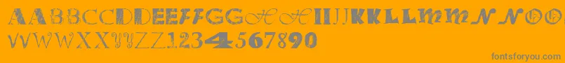 Officejunk-Schriftart – Graue Schriften auf orangefarbenem Hintergrund