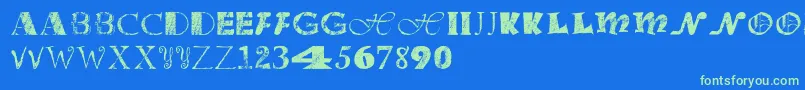 Officejunk Font – Green Fonts on Blue Background