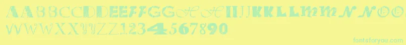 Officejunk Font – Green Fonts on Yellow Background