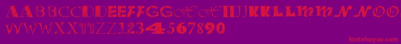 Officejunk-Schriftart – Rote Schriften auf violettem Hintergrund