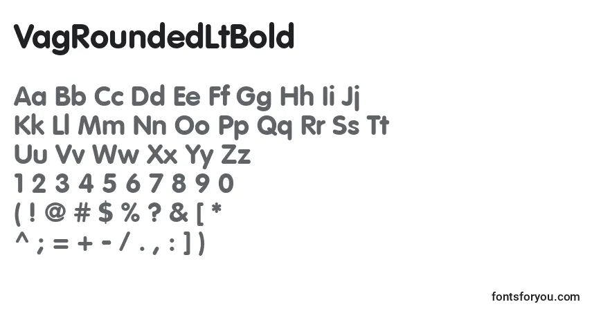 Шрифт VagRoundedLtBold – алфавит, цифры, специальные символы