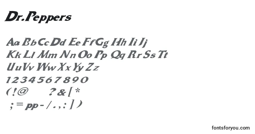 Schriftart Dr.Peppers – Alphabet, Zahlen, spezielle Symbole