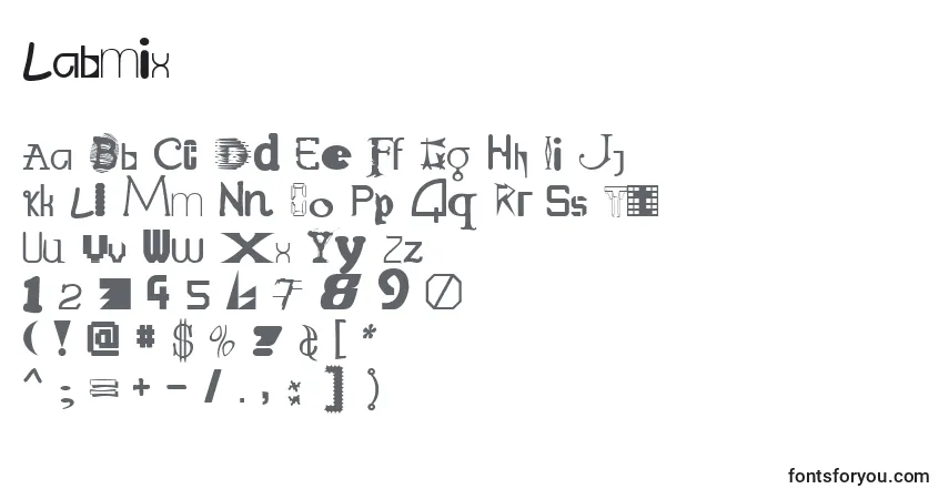 A fonte Labmix – alfabeto, números, caracteres especiais