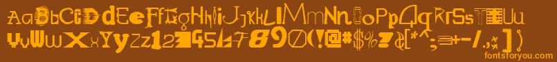 Weitere Informationen zur Labmix-Schriftart Labmix-Schriftart – Orangefarbene Schriften auf braunem Hintergrund