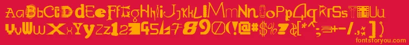 Fonte Labmix – fontes laranjas em um fundo vermelho
