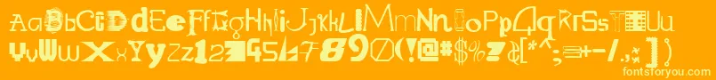 Weitere Informationen zur Labmix-Schriftart Labmix-Schriftart – Gelbe Schriften auf orangefarbenem Hintergrund