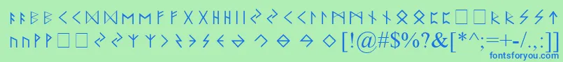 Czcionka ElderFuthark – niebieskie czcionki na zielonym tle