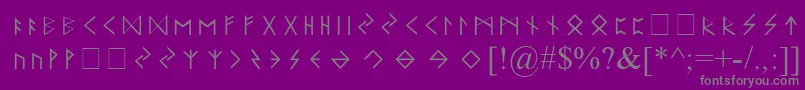 Weitere Informationen zur ElderFuthark-Schriftart ElderFuthark-Schriftart – Graue Schriften auf violettem Hintergrund