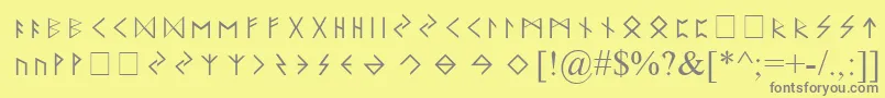 Weitere Informationen zur ElderFuthark-Schriftart ElderFuthark-Schriftart – Graue Schriften auf gelbem Hintergrund